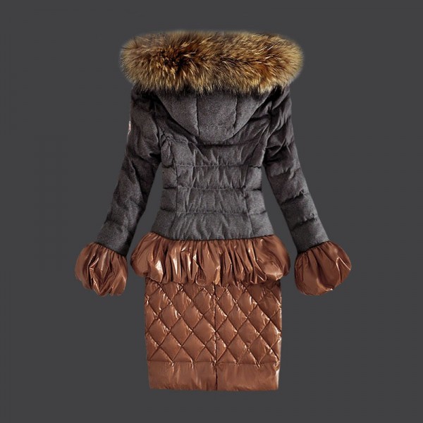 Moncler Donna lungo Giù cappotto grigio Presa M1083